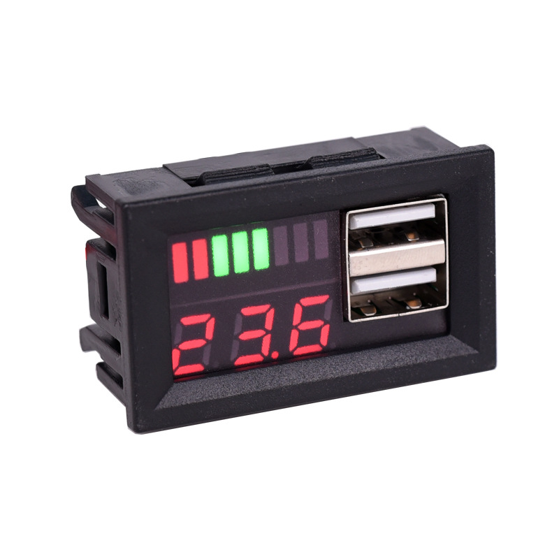 Đồng hồ báo vôn ắc quy kèm sạc USB lắp ô tô xe máy 12v loại tốt