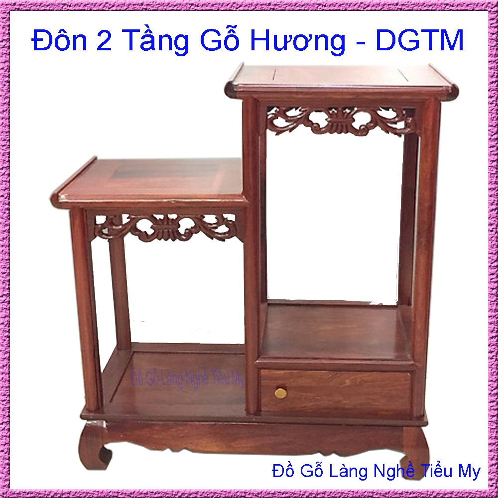 Đôn 2 tầng, kích Thước Ngang 57cm - sâu 25cm - cao 68cm, Chất liệu gỗ hương