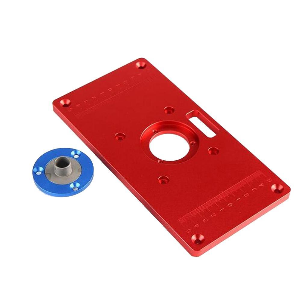 Alloy Router Table Insert Plate with 2 Router Insert Rings 235x120x10mm Red