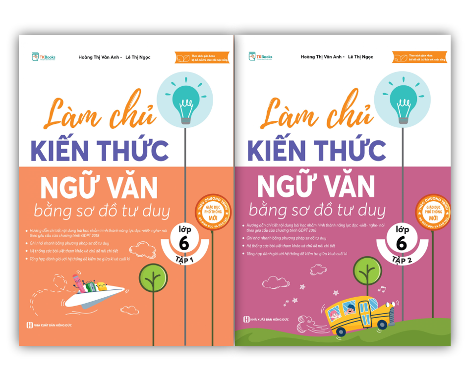 Sách - Combo Làm chủ kiến thức Ngữ Văn bằng sơ đồ tư duy lớp 6 - Tập 1 + 2