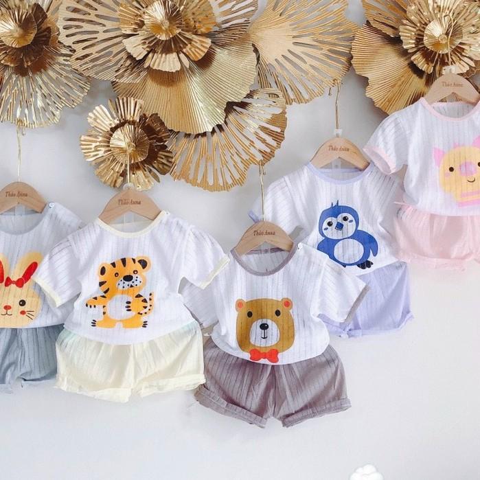 Bộ cotton giấy cài vai Mẫu Mới cho bé sơ sinh 3-14kg - BO2
