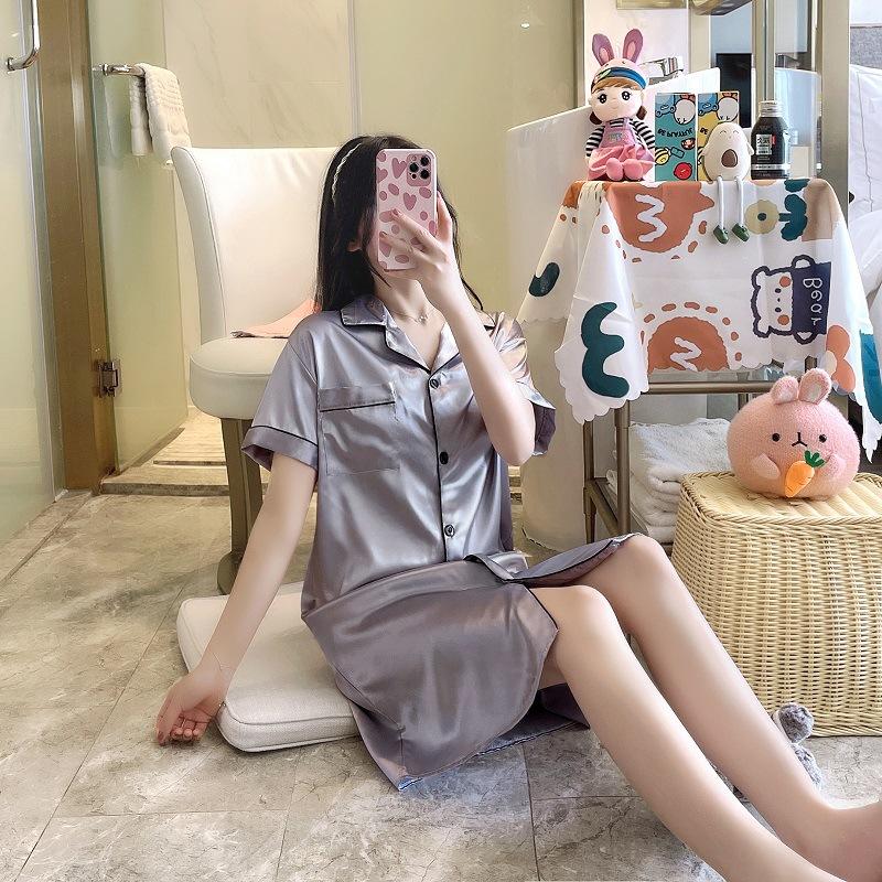 Đầm ngủ 2 dây lụa chất đẹp đồ ngủ đẹp váy ngủ phòng the gợi cảm QN001