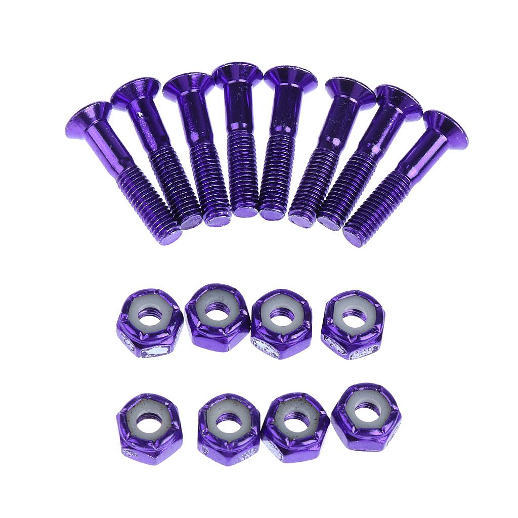 2x8pcs Replacement Skateboard Truck Hardware Set Longboard Screws Bolts