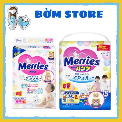 Tã Bỉm Merries Quần/Dán Nội Địa Nhật Chính Hãng Đủ Size NB96/S88/M68/M64/L58/L50/XL44/XXL28