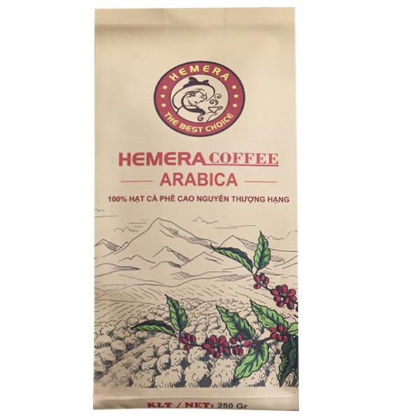 CÀ PHÊ HẠT 100% ARABICA CẦU ĐẤT RANG MỘC HEMERA COFFEE 250GR