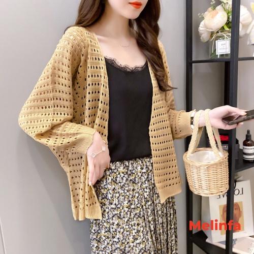 Áo len cardigan nữ, áo khoác len dập lỗ sợi len dệt kim mềm mịn co giãn thoải mái mã VAA0312