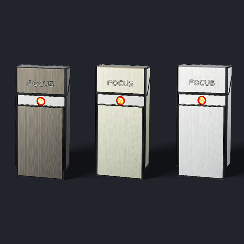 Bật Lửa Điện Kiêm Hộp Đựng Thuốc 20 Điếu Slim Dài Focus YH150 – Sạc Điện