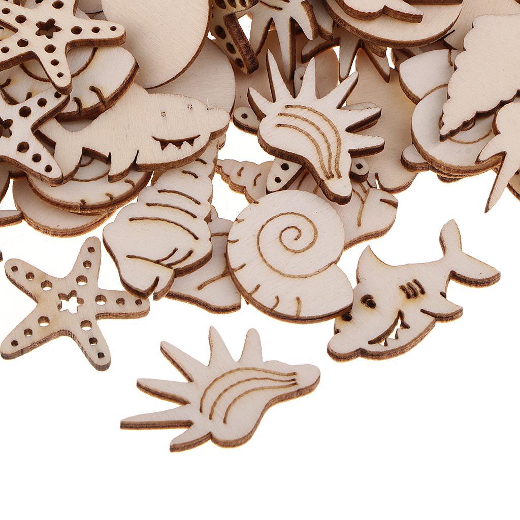 100 Wooden Embellishments Craft Unfinished Wooden Hanging DIY