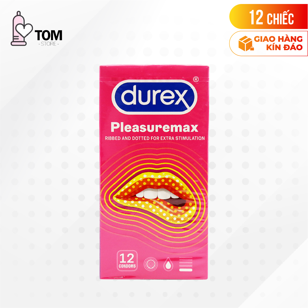 [Hộp 12 cái] Bao cao su Durex Pleasuremax - Size lớn 56mm, gân và điểm nổi