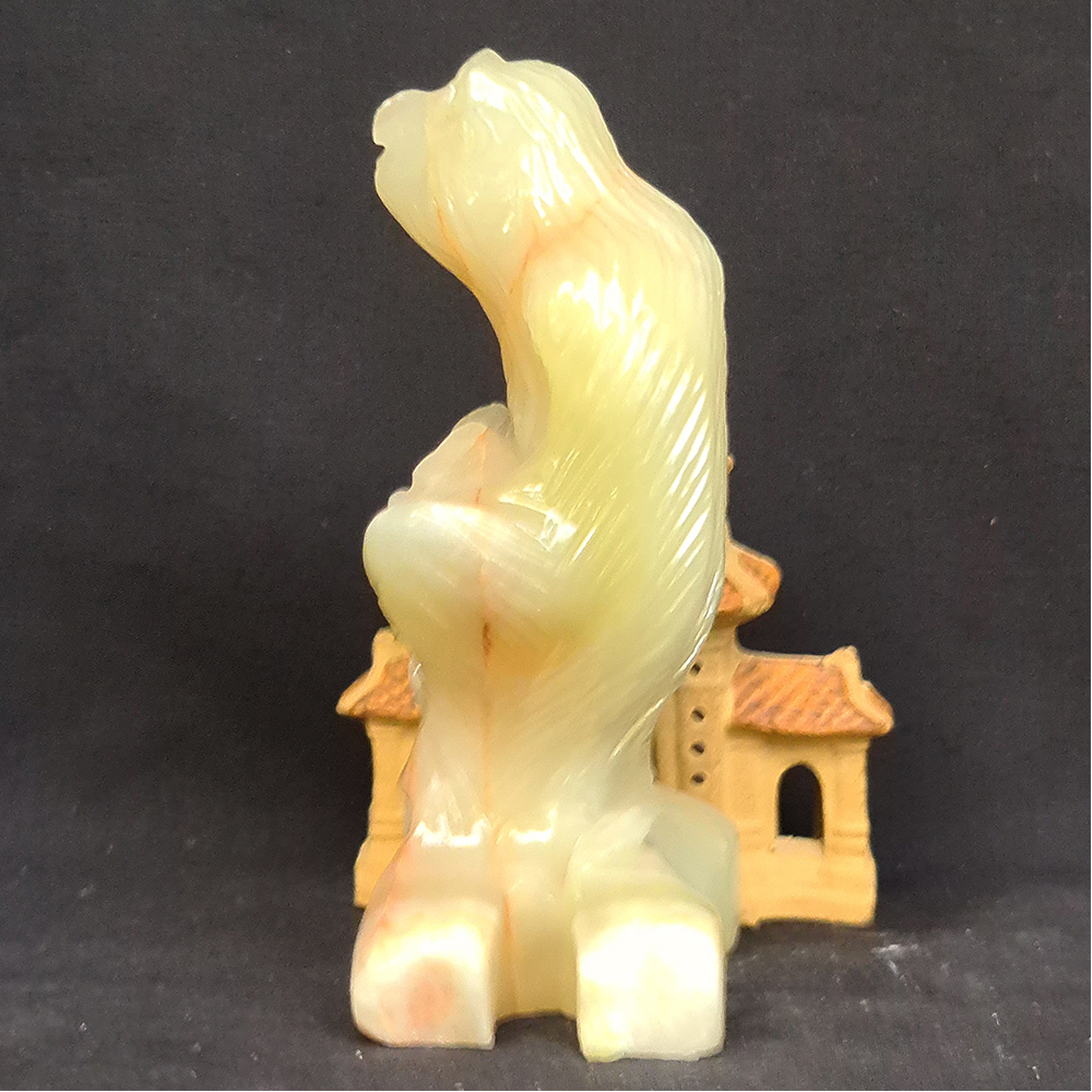 Tượng Phong Thuỷ Tuổi Thân - Khỉ 12 Con Giáp Đá Ngọc Onyx Xanh - 8cm - Mx - Hợp Mệnh Hoả, Mộc