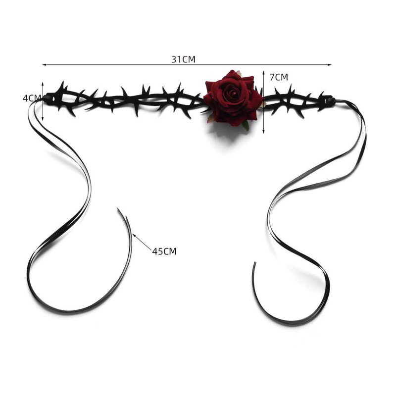 Vòng Cổ Choker Hoa Hồng Gai Góc Cá Tính Sành Điệu
