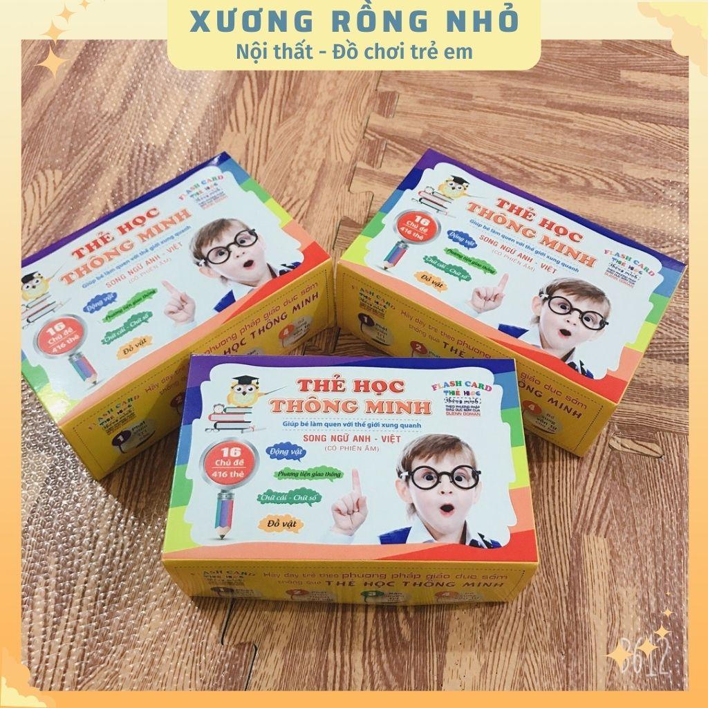 Bộ thẻ học thông minh 16 chủ đề 416 thẻ, thẻ flashcard song ngữ cho bé, thẻ hình con vật, chữ cái