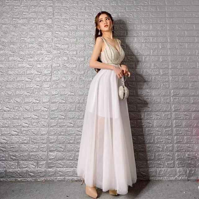 Đầm Maxi dạ hội 2 dây kết đá -MS18V- Size M/L đến 58kgMM MM