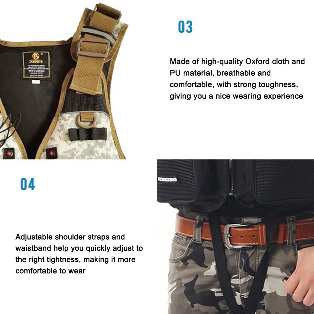 Outdoor Fishing Vests Breathable & Adjustable Swimming Vest Floatage Jackets with Multi-Pockets for Men Women Fishing Rafting Surfing Swimming
