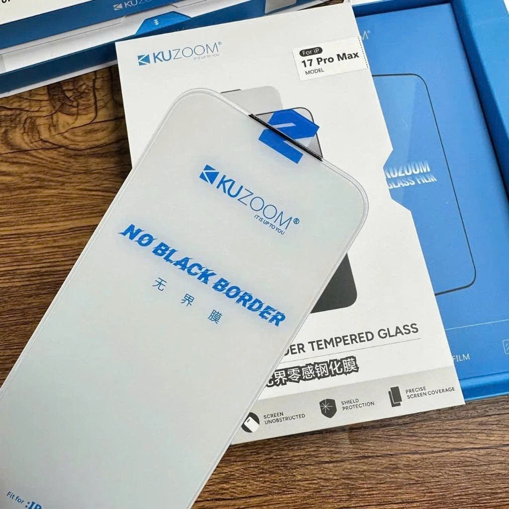 Kính cường lực KUZOOM không viền đen siêu trong suốt bảo vệ màng loa dành cho iphone 14 Plus / 15 Plus / 16 Plus / 14 Promax / 15 Promax / 17 PRomax - Hàng Chính HÃng