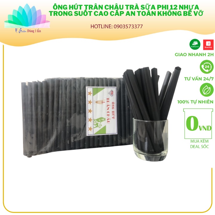 500gr Ống hút trân châu, ống hút trà sữa phi 12 nhựa trong suốt cao cấp, an toàn, không bễ vỡ - E Green Dùng 1 Lần