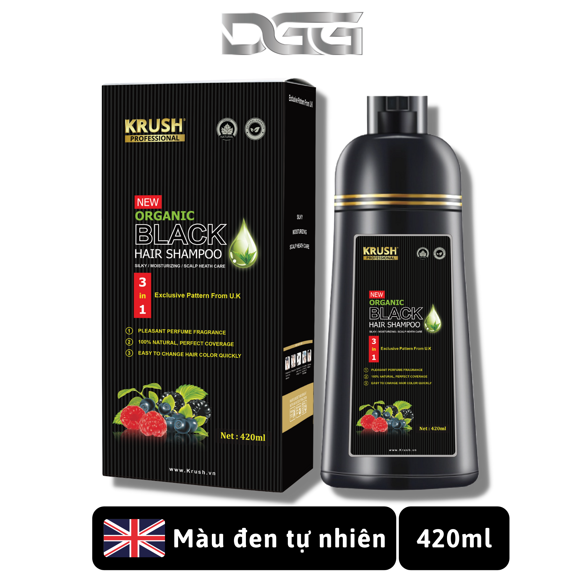 Dầu gội nhuộm tóc hữu cơ Krush Professional Anh Quốc [Chai 420ml - Chính Hãng]