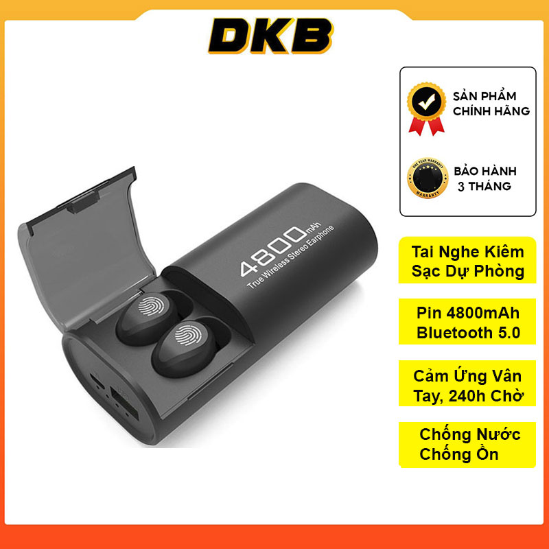 Tai Nghe Bluetooth DKB S11-F9V5.0 Kèm Pin Sạc Dự Phòng - Tai Nghe Không Dây - Kết Nối Bluetooth 5.0 - Cảm Ứng Vân Tay - Chống Nước IPX5 - Chơi Game - Âm Thanh Chân Thực - Hàng Chính Hãng