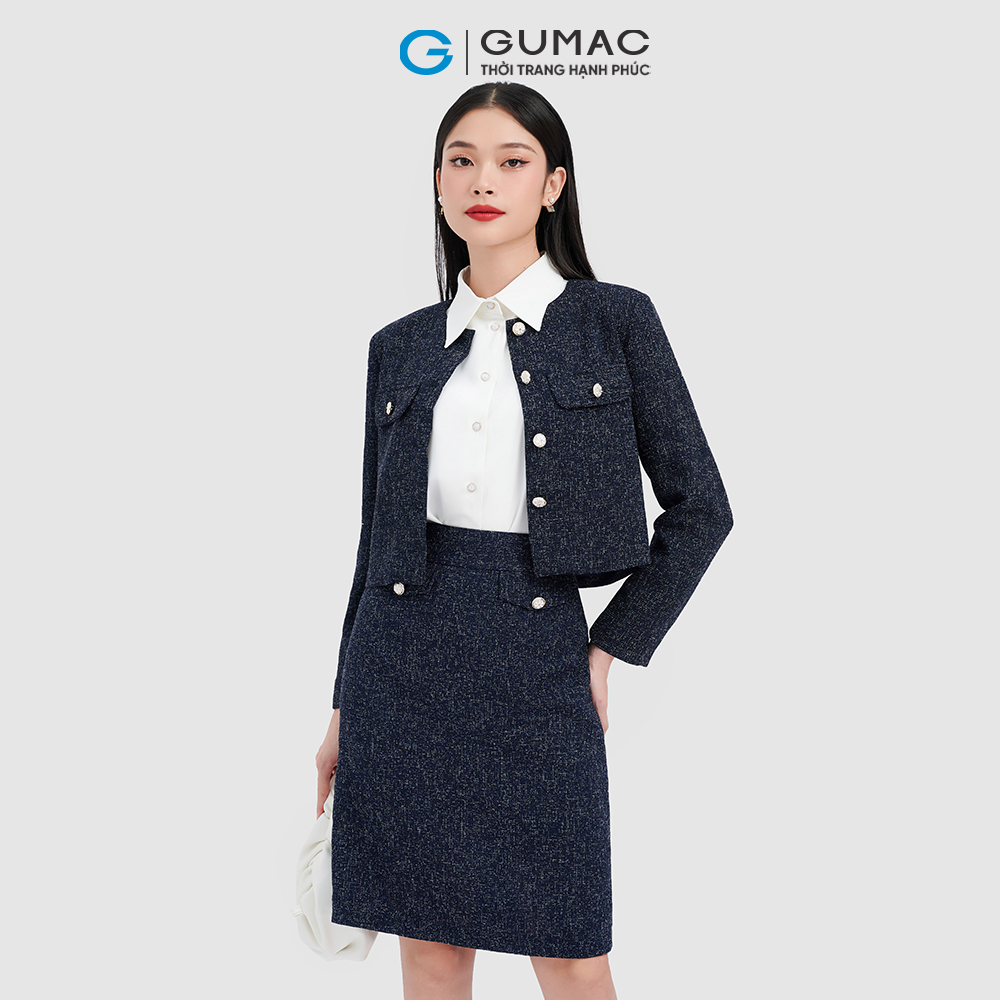 Áo khoác lửng GUMAC AC10057 nắp túi đính nút