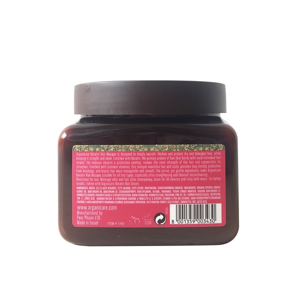 Mặt nạ ngăn ngừa tóc hư ARGANICARE KERATIN HAIR MASQUE 500ml ISRAEL