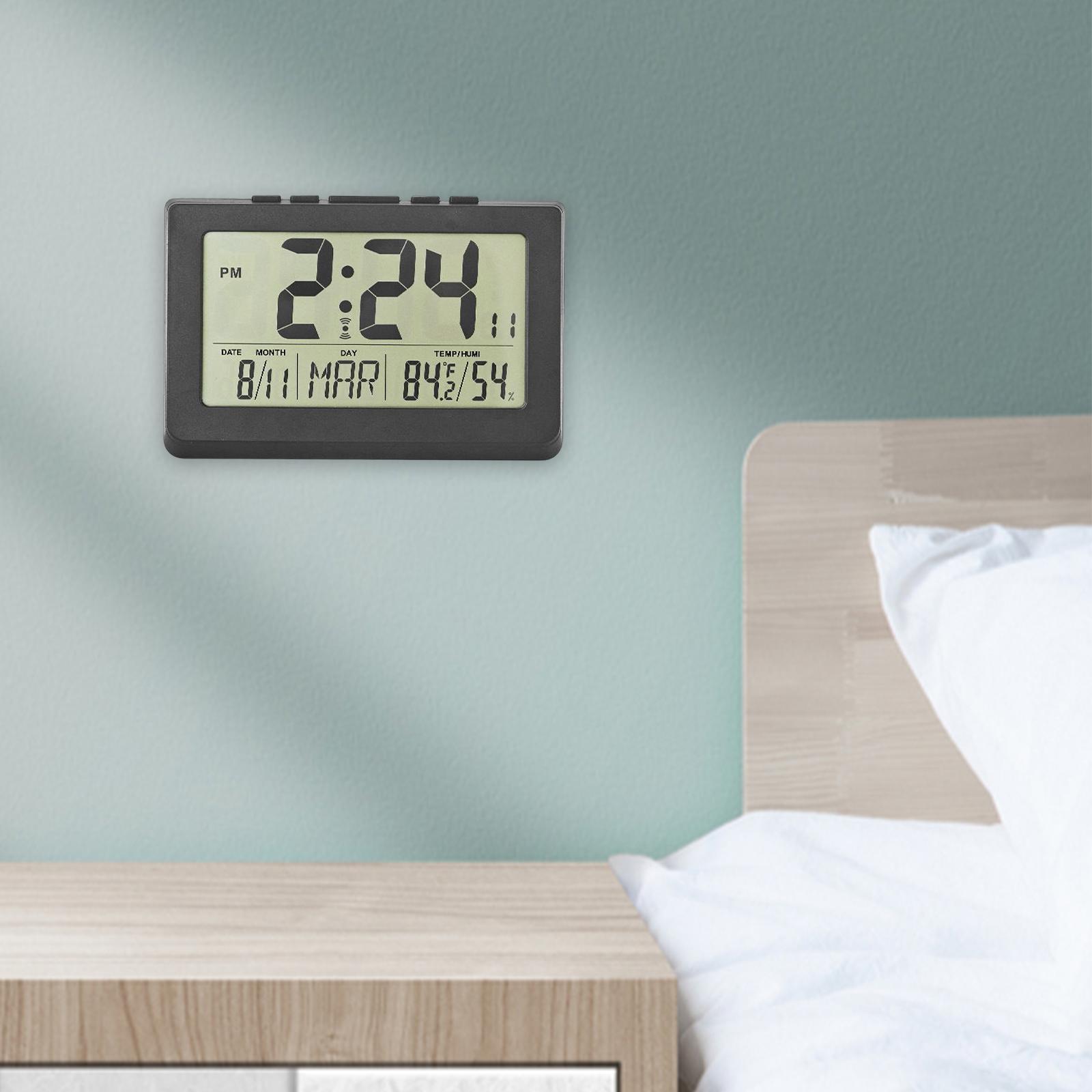 Multifunctional Digital Clock, Modern LCD Temperature Humidity Display Large Screen Wall Clocks for Shop Gift Bedroom Restaurant Decor