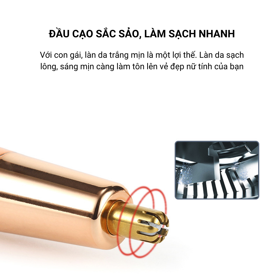 Máy Cạo Lông Mini BXL-819, Máy Cạo Lông Vùng Nhạy Cảm Lông Mặt Lông Mày Lông Mũi Lông Nách Tay Chân,Máy Tỉa Lông Đa Năng 4in1