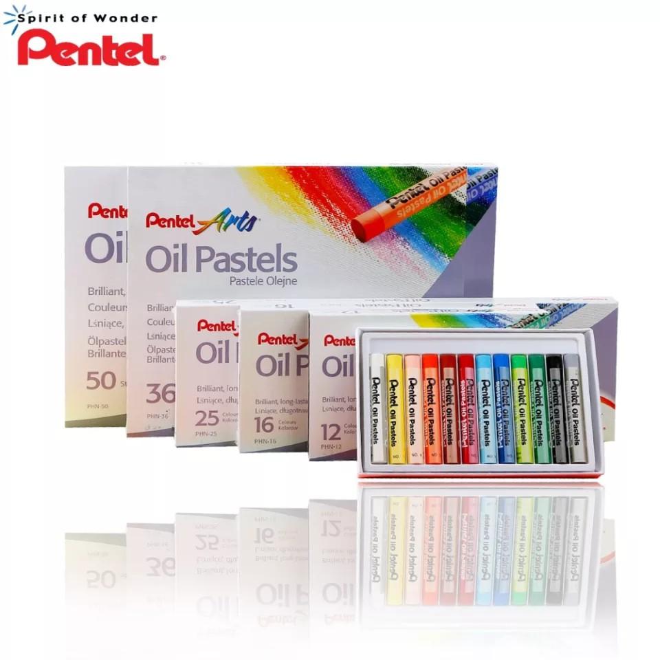 Sáp Màu Dầu Nhật Bản Pentel Oil Pastel PHN Bộ 12/16/25/36/50 Màu | Màu Sắc Tươi Sáng | An Toàn Không Độc Hại