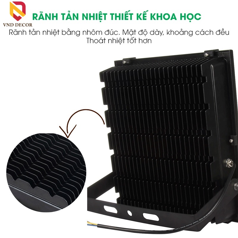 Đèn Led Pha 50W, Đủ Công Suất, Vỏ Dày, Ánh sáng trắng 6000K, Chống Nước Dùng ngoài Trời rọi Bảng Hiệu, Sân Vườn, Kho Bãi