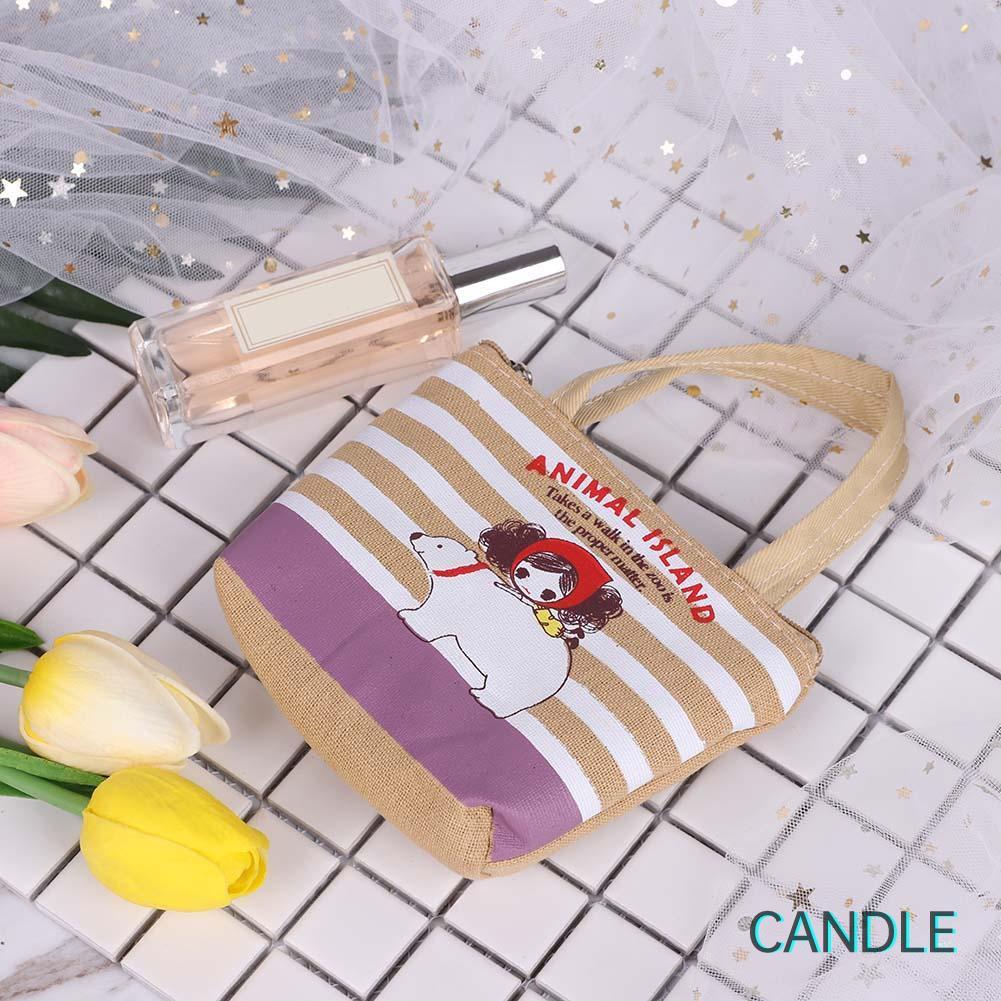 Túi Vải Canvas Khóa Kéo Đựng Tiền Xu Tiện Lợi