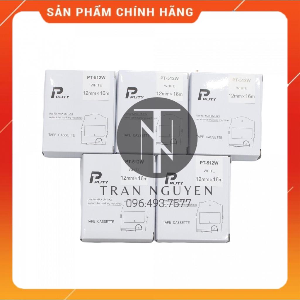 Băng nhãn in MAX PT-512W - Đen nền trắng 12mm x 16m - Hàng nhập khẩu