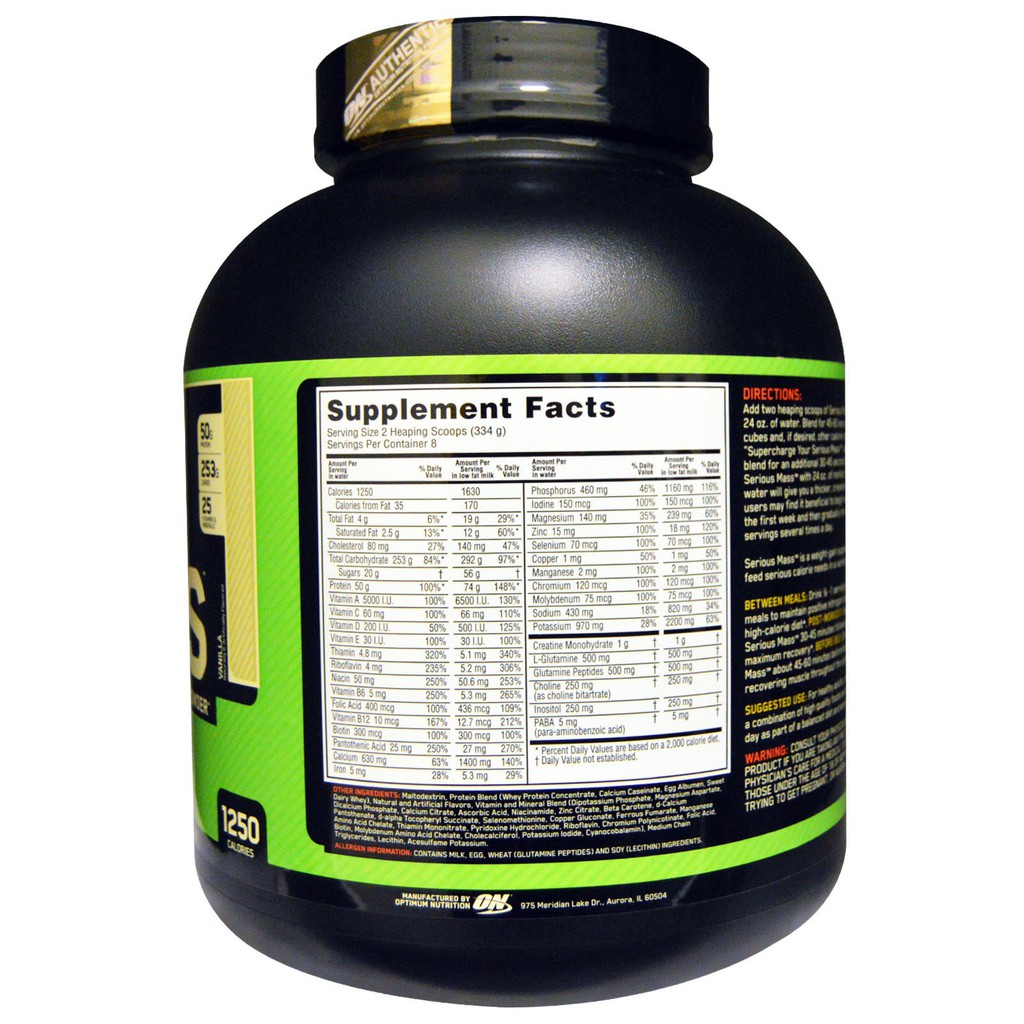Serious Mass 6Lbs - Sữa tăng cân cho người gầy, bổ sung đầy đủ thành phần dinh dưỡng