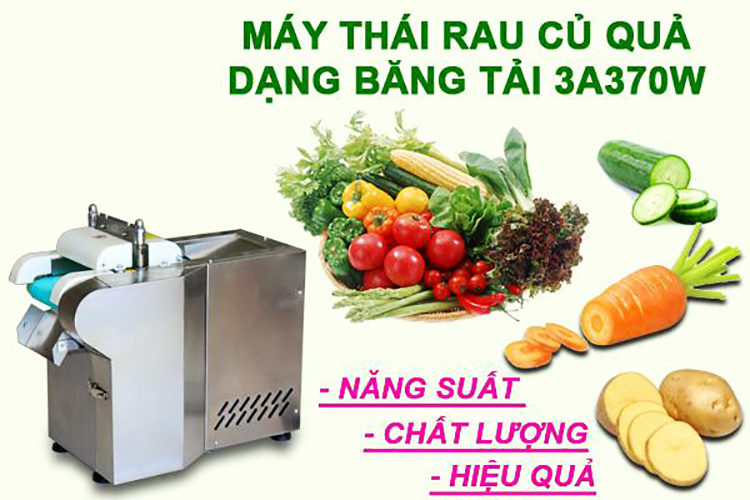 Máy Thái Lát Rau Củ Quả Có Băng Tải 3A370W Năng Suất 100Kg/h - Hàng Chính Hãng