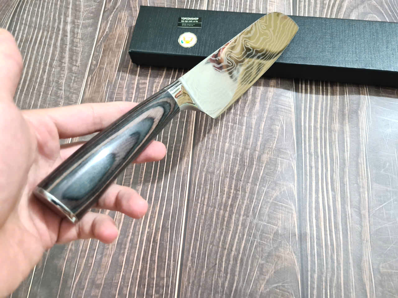 DAO - DAO BẾP NHẬT BẢN SANTOKU THÉP DAMASCUS MÃ A7 DT116 nt topcomshop vn