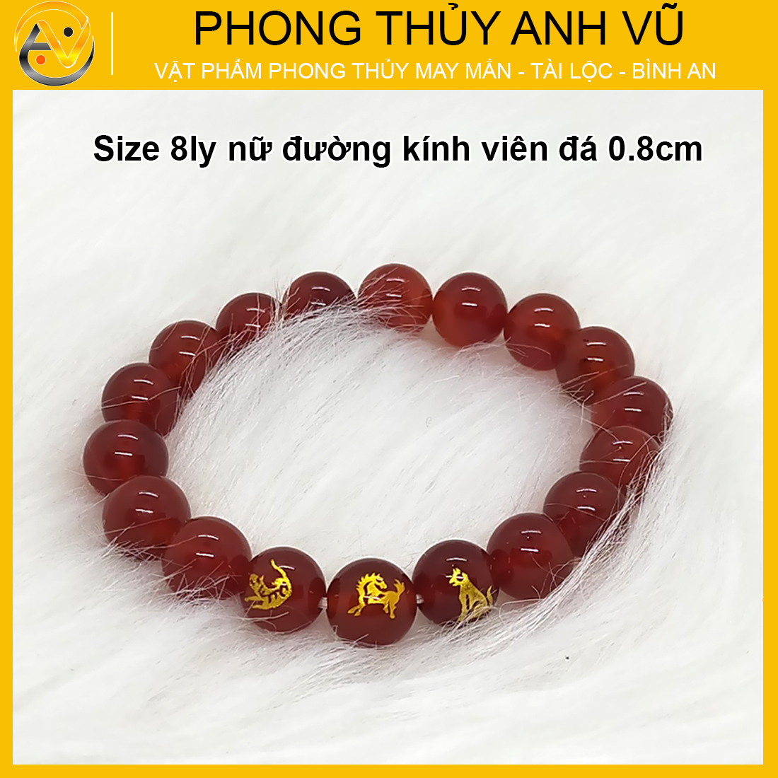 Vòng mã não đỏ tam hợp dần ngọ tuất đã khai quang - size 8 10 12ly - may mắn tài lộc - Vòng Tam Hợp Anh Vũ
