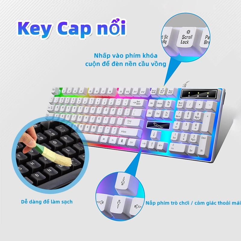 Bàn Phìm Chuột Bàn Phím Gaming G21 có dây Kèm Chuột Máy Tính Bộ Bàn Phím Và Chuột Cảm Giác Cơ Học Phát Sáng USB