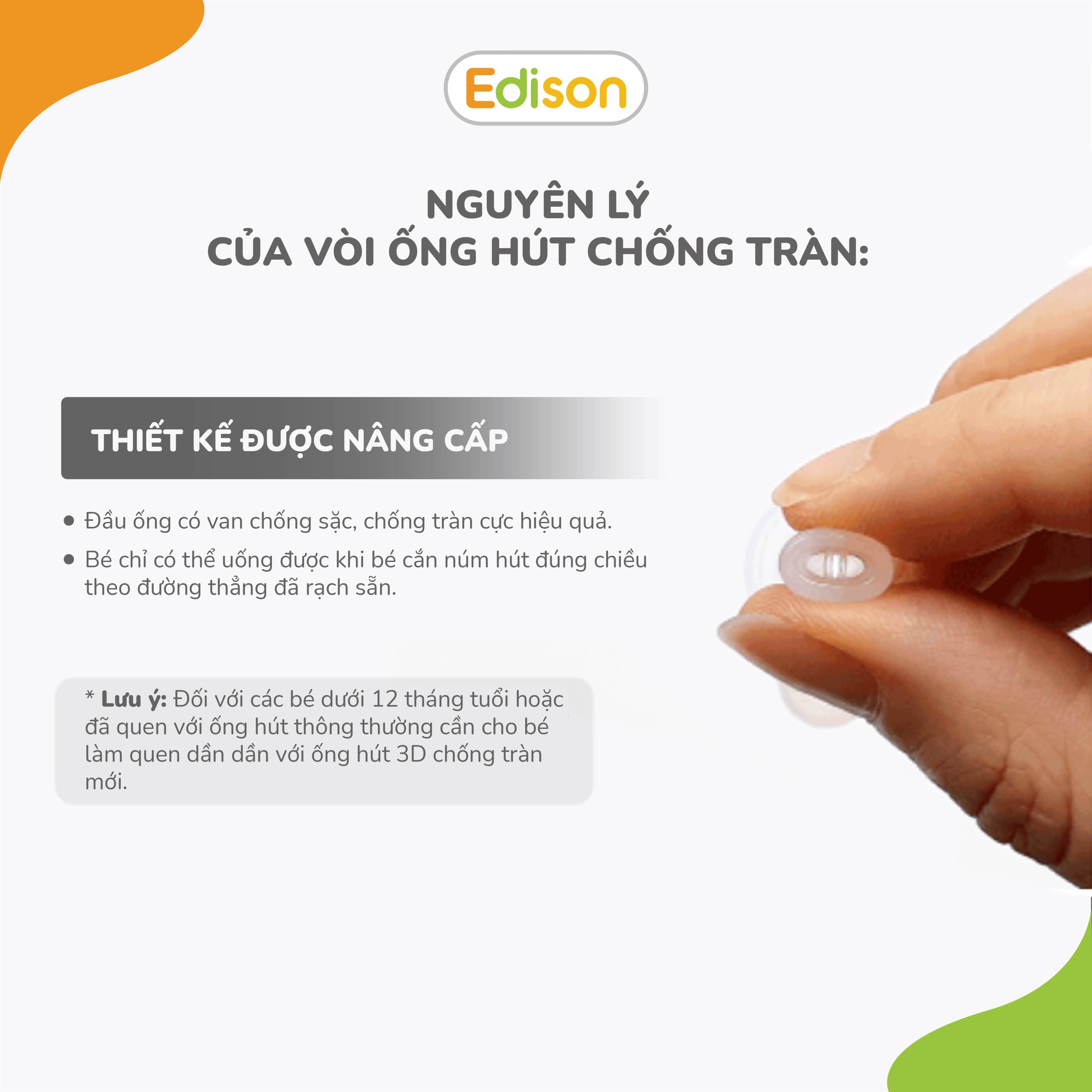 Set ống hút sữa silicon đa năng Edison chính hãng Hàn Quốc cho bé tập hút màu trắng mã 3024