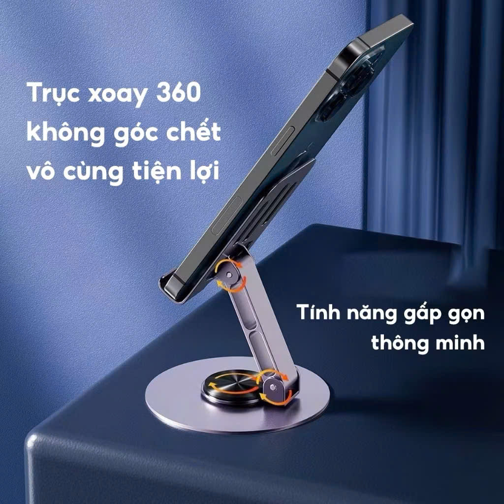 Giá Đỡ Điện Thoại, Máy Tính Bảng, Micofi Xoay 360 Gấp Gọn Nhôm, Để Bàn Livestream Xem Phim - HÀNG CHÍNH HÃNG MINIIN