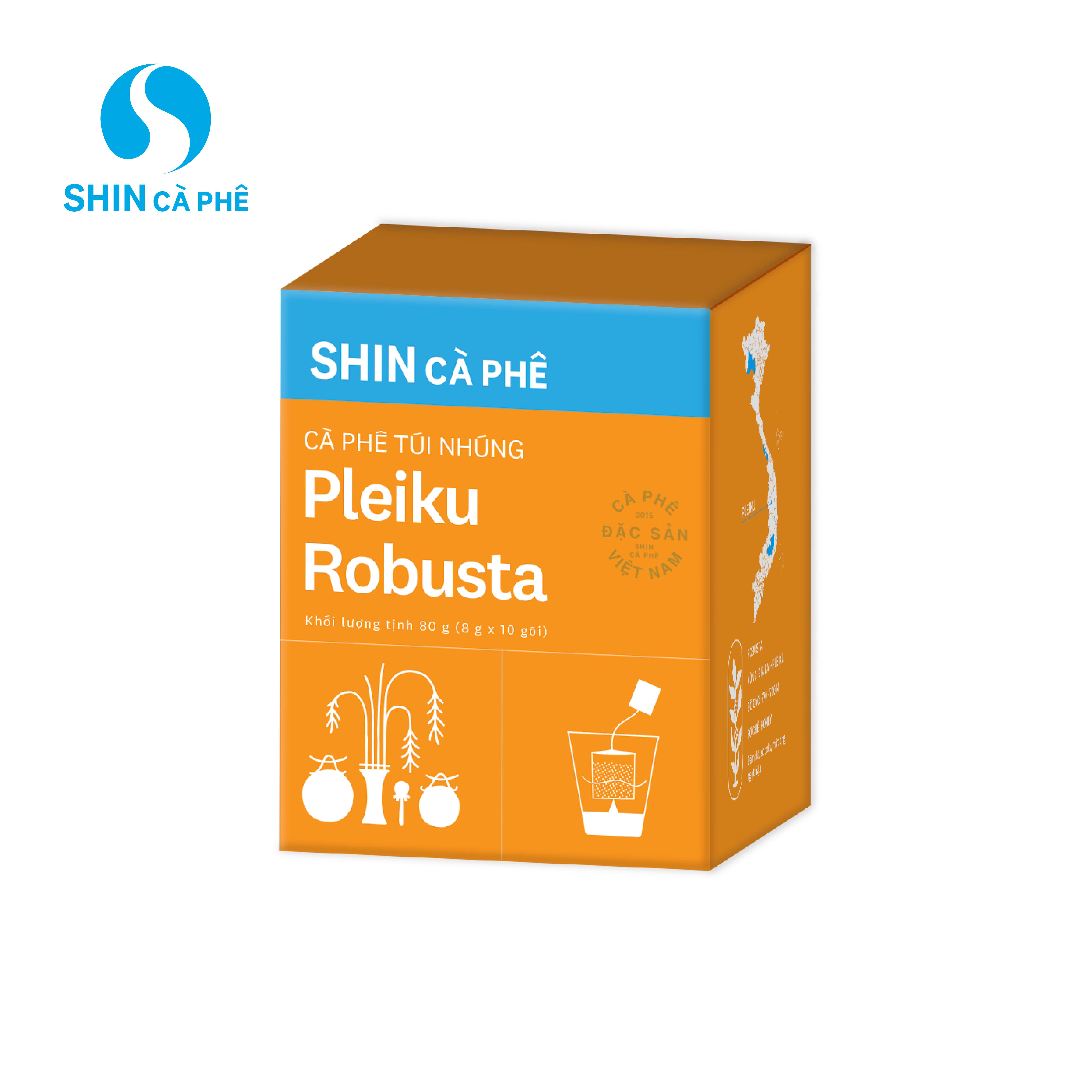 SHIN Cà Phê - Cà phê túi nhúng đặc sản Pleiku Robusta hộp 10 gói