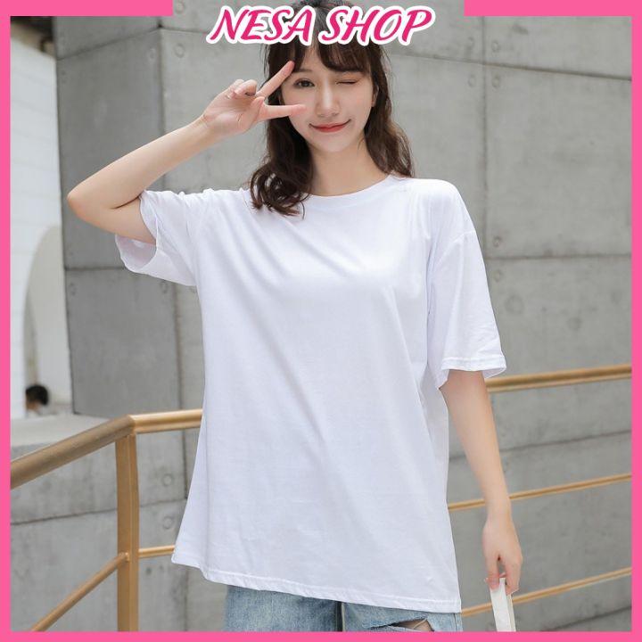 Áo thun trơn nam nữ form rộng, Áo phông tay lỡ, chất liệu thun cotton co giãn, áo unisex đẹp NeSa Shop