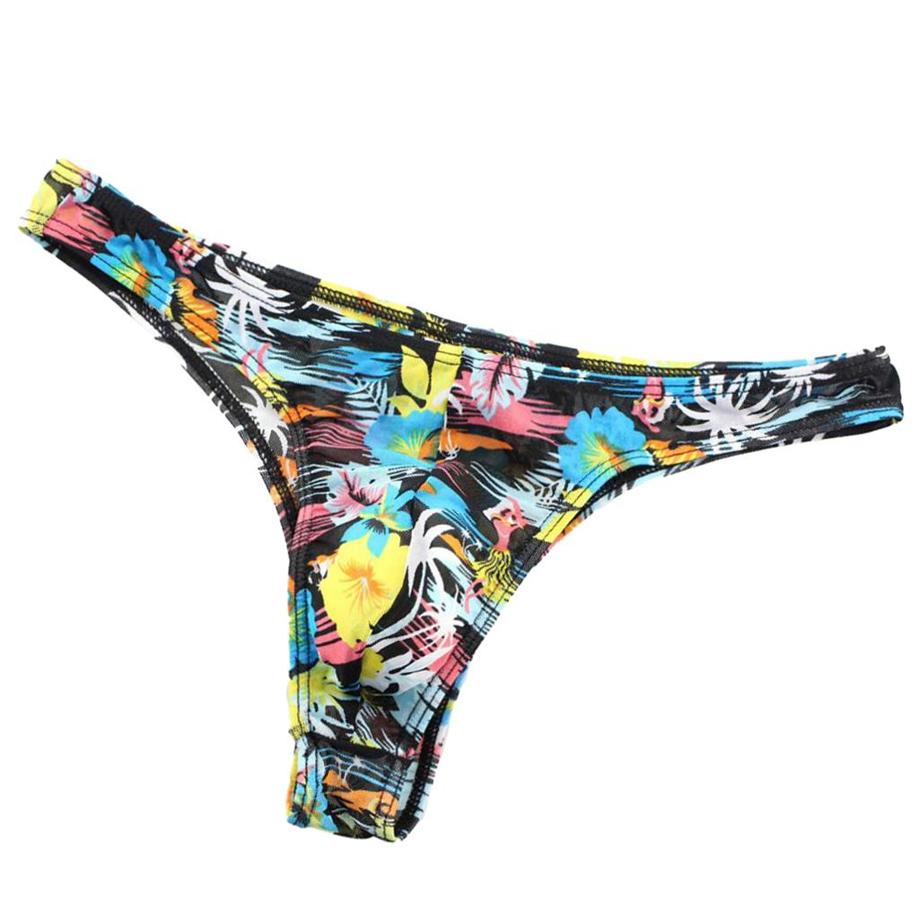 Men Low Rise Floral Comfy G-string Briefs Jockstrap Thongs Underwear