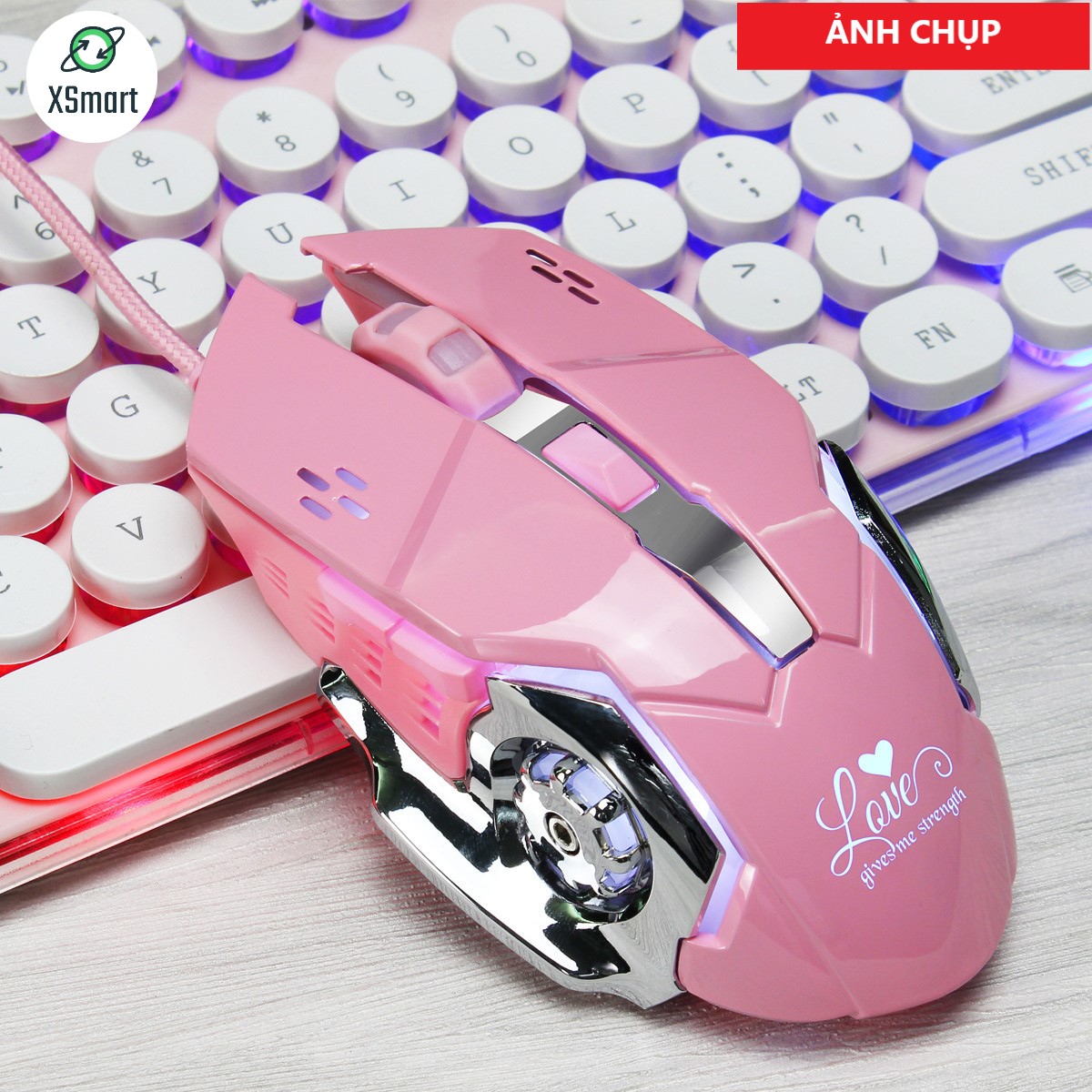 Chuột Chơi Game Hồng Pink X500 Limited XSmart Bản Đặc Biệt, Led Đổi Màu Cực Đẹp, Thiết Kế Gaming Cho Máy Tính, PC, Laptop - Hàng Chính Hãng