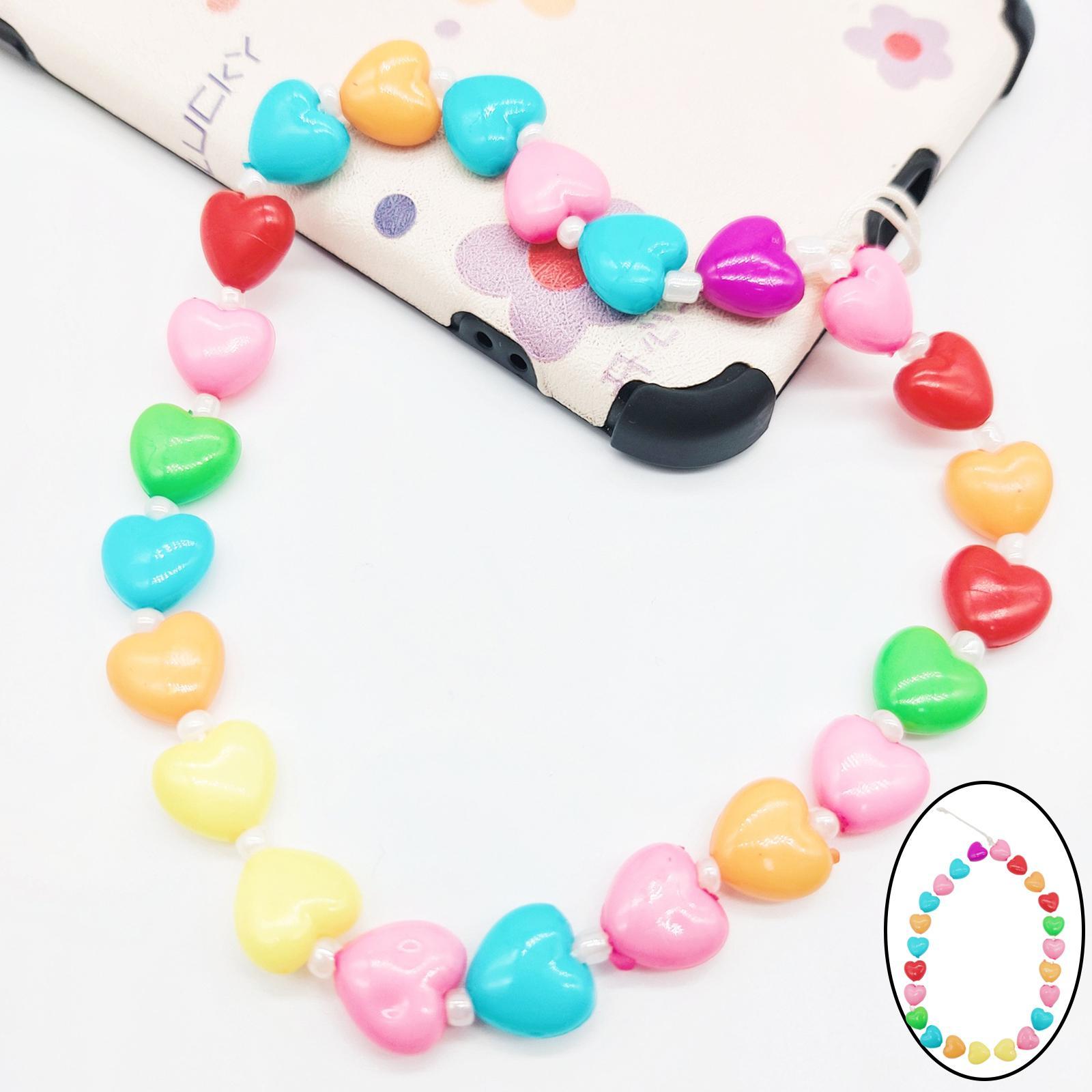Resin Phone Chain Strap Lanyard Beaded Key Chains for Women Girls Anti Lost