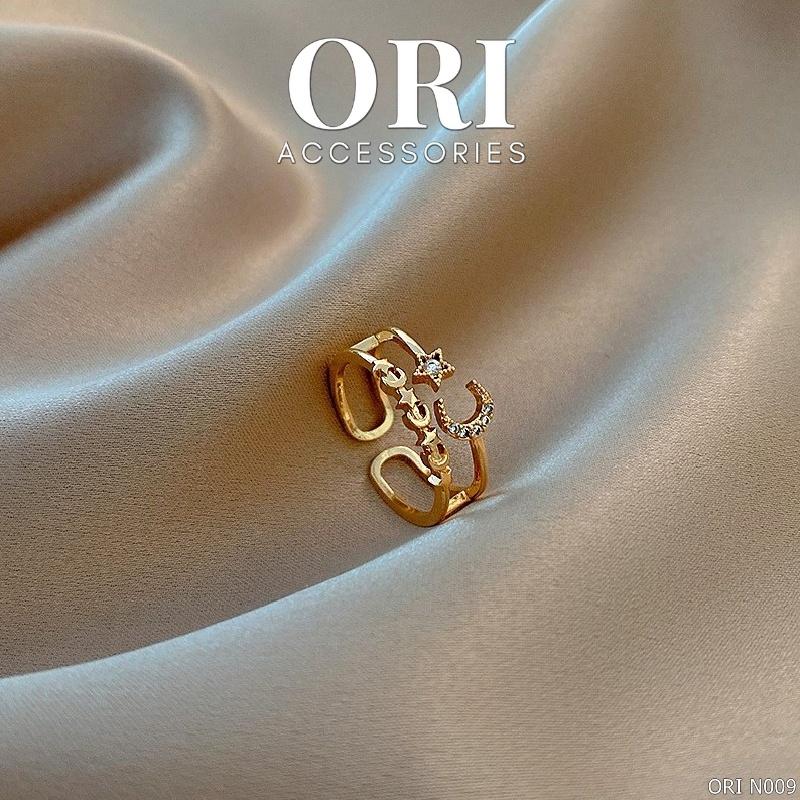Nhẫn nữ Freesize Mặt trăng đính đá Nerissa thời trang ORI ACCESSORIES N009