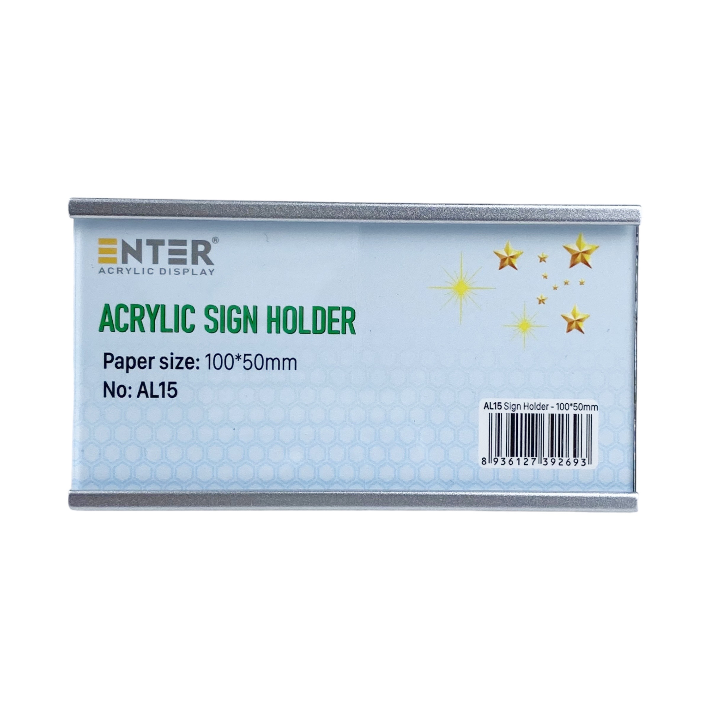Bảng thông tin nhôm Enter AL15 100x50mm, Khung thông tin sản phẩm, Khung bảng giá siêu thị, Tag thông tin mini