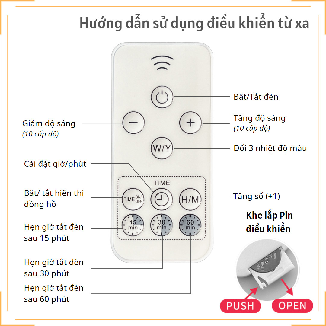 Đèn ngủ để bàn Di động Đồng hồ Điều khiển từ xa Cao cấp