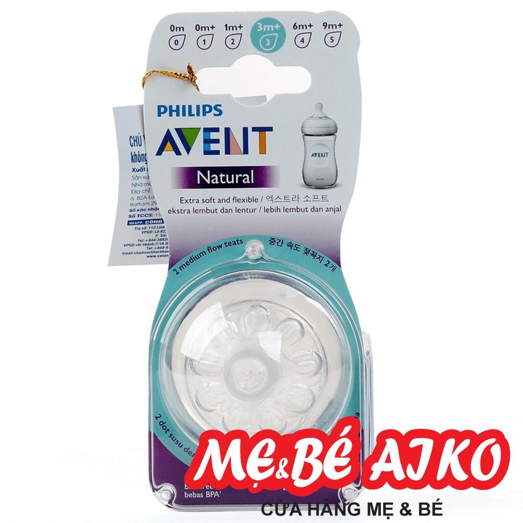 Vỉ 2 núm ty silicone Philips Avent mô phỏng tự nhiên (SCF653/23, 3-6M)