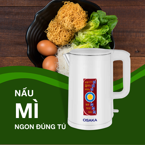 Bình đun siêu tốc Osaka KT-186 dung tích 1.8 lít 3 lớp cách nhiệt - Hàng chính hãng