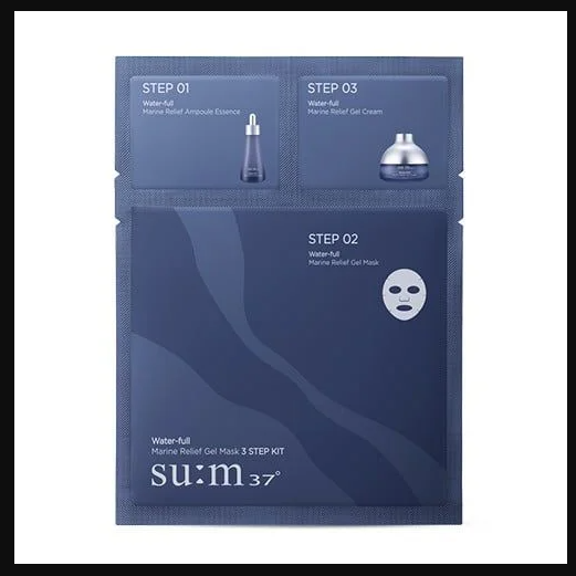 Mặt nạ dưỡng ẩm 3 bước su:m37 Water-full Marine Relief Gel Mask 3 steps (hộp 10 miếng)