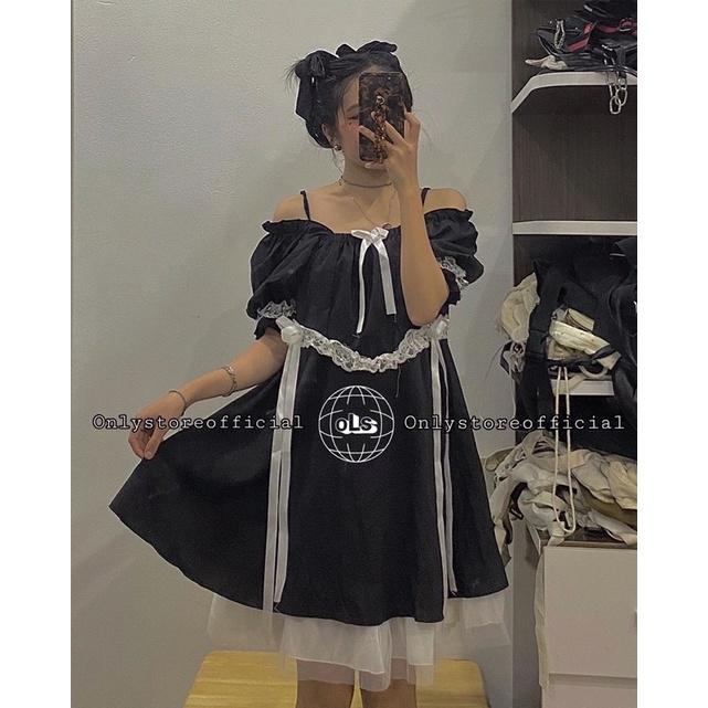 Váy lolita tay bồng màu đen xinh xắn