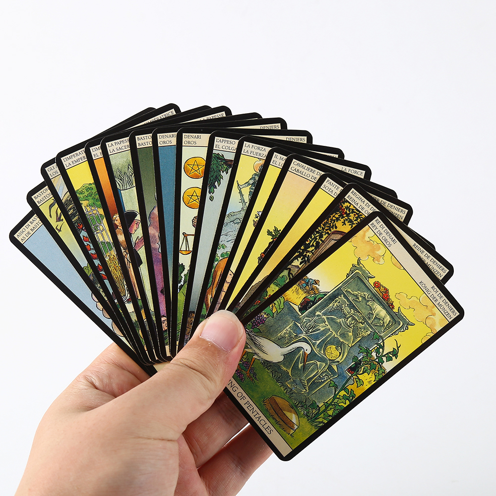 [Mạ Cạnh] Bộ Bài Tarot Holographic Hộp Thiếc 78 Lá 98x58 Mm Đá Thanh Tẩy